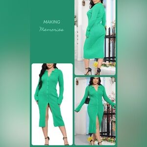 Green knit Sweater Dress size Large